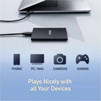 Lexar SL500 1TB portable USB-C SSD connected to laptop