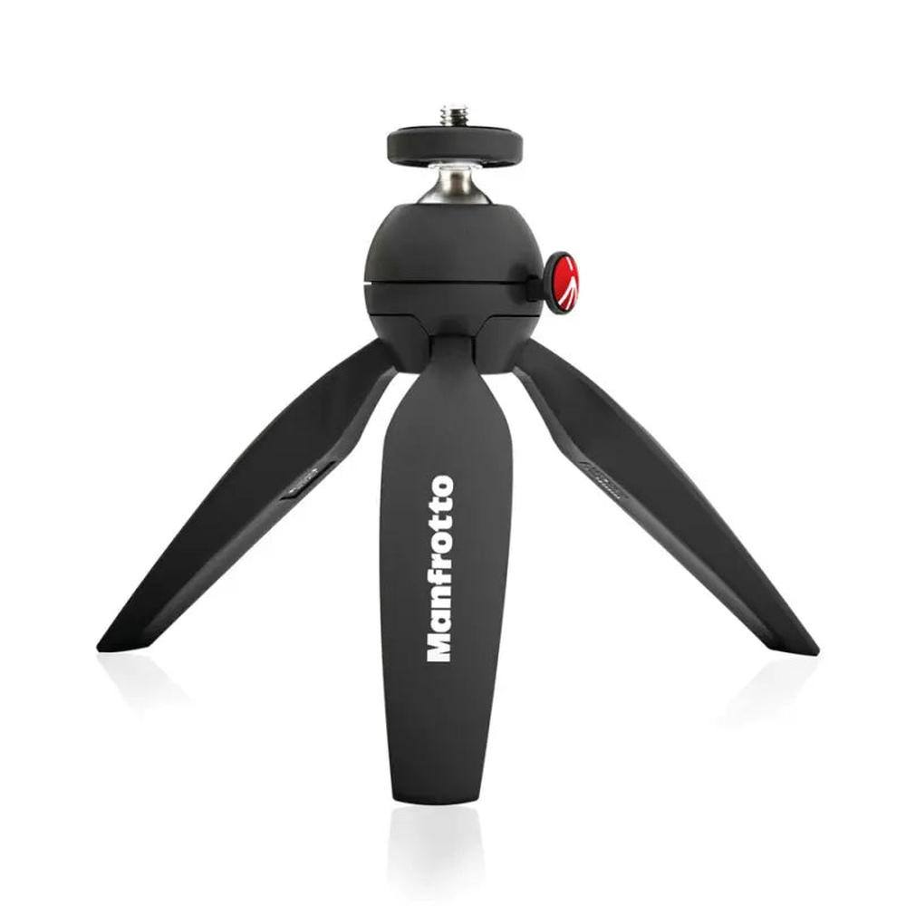 Manfrotto PIXI MTPIXI-B black mini tripod open front view