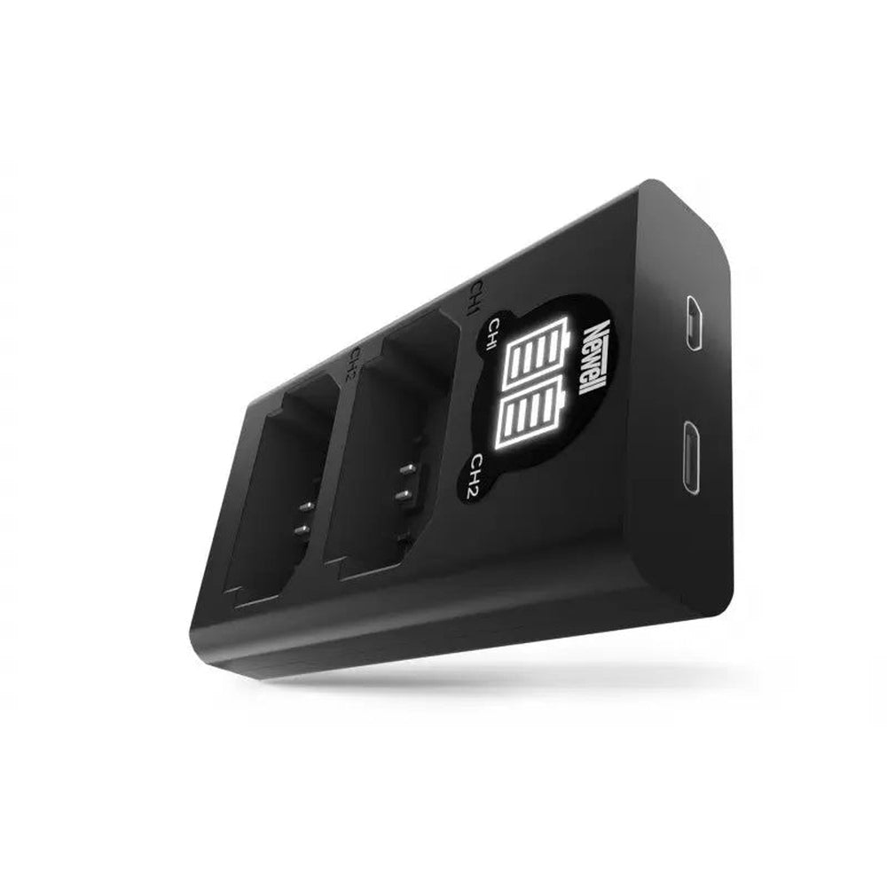Newell DL-USB-C dual-channel charger for Sony NP-FZ100 batteries angled view, charger only