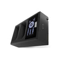 Newell FDL-USB-C dual-channel Canon LP-E6 battery charger angled view with LCD and USB-C port