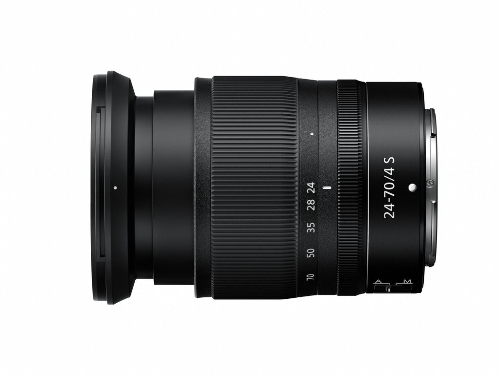 NIKKOR Z 24-70mm f/4 S lens angled product view for Nikon Z6 III bundle