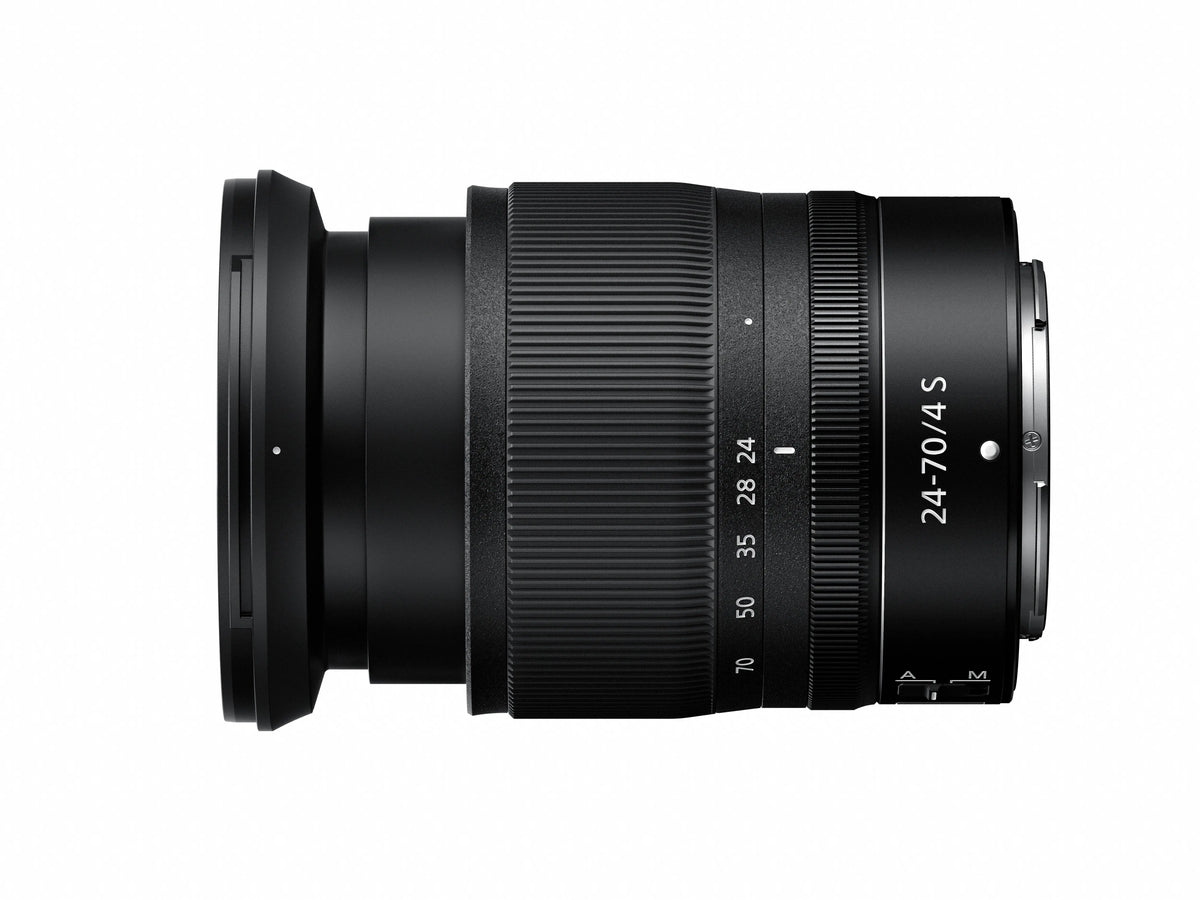 NIKKOR Z 24-70mm f/4 S lens angled product view for Nikon Z6 III bundle