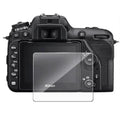 Representative Nikon D7500 LCD glass protector fit demonstration; generic unbranded clear glass, exact TEKTONIC product packaging and edges require confirmation