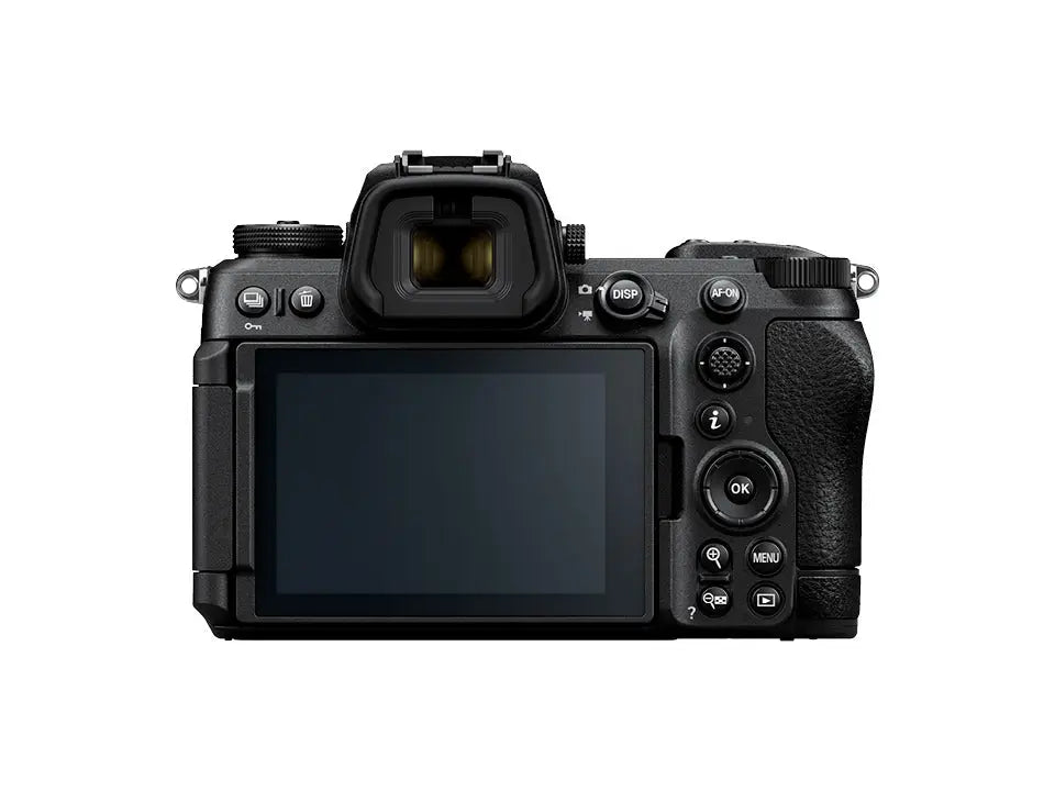 Nikon Z6 III full-frame mirrorless camera rear view with vari-angle monitor and controls