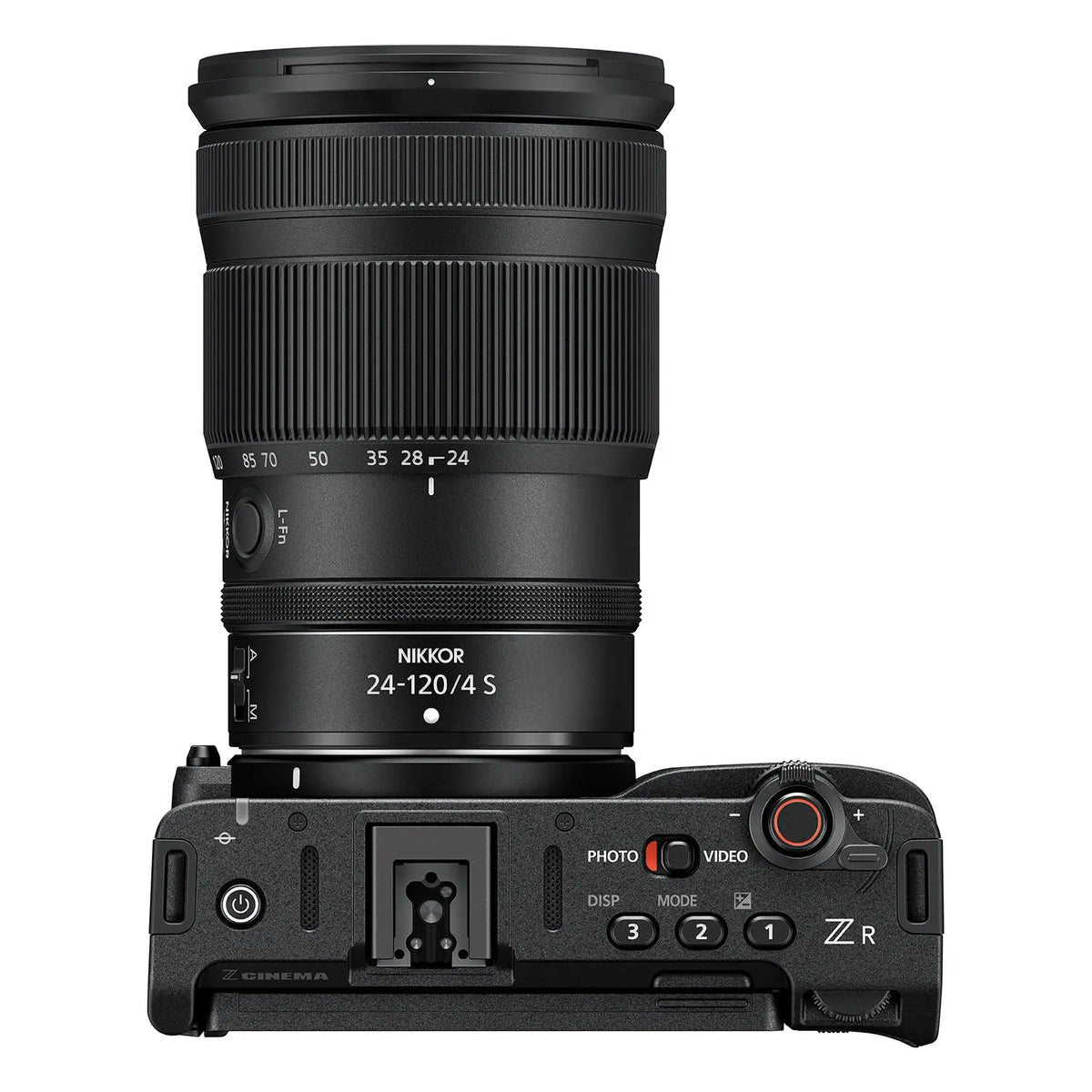 Nikon ZR with NIKKOR Z 24-120mm f/4 S top view