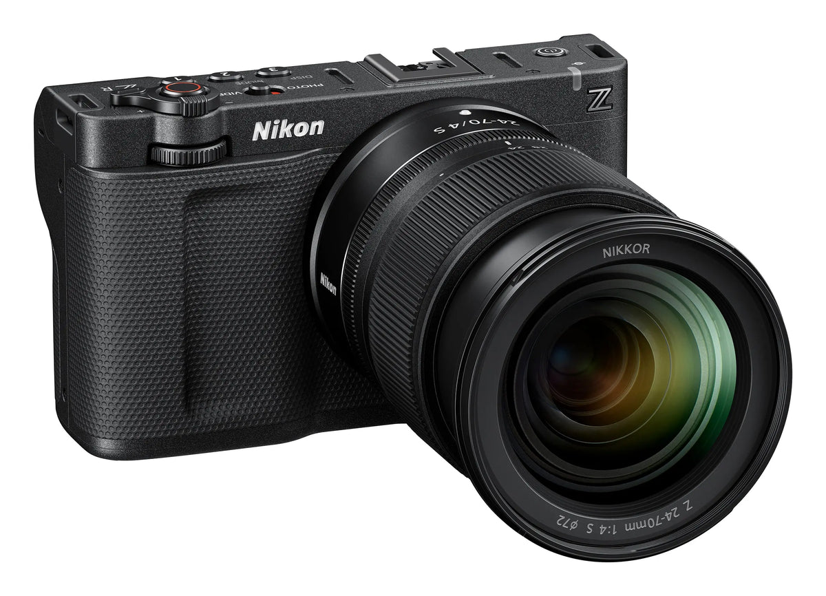 Nikon ZR with NIKKOR Z 24-70mm f/4 S three-quarter right view