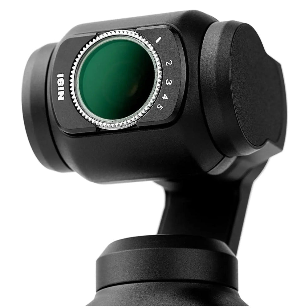 NiSi magnetic VND filter from DJI Osmo Pocket 3 filter kit mounted on camera