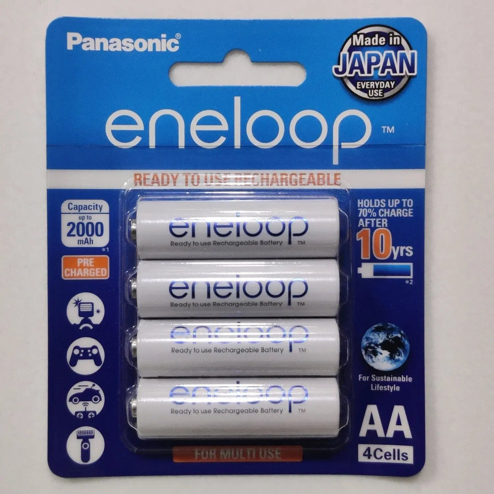 Panasonic Eneloop BK-3MCCE/4BN AA 2000mAh rechargeable batteries pack of four front packaging