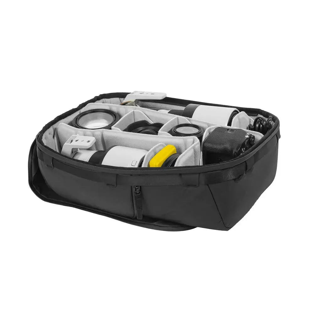 Peak Design Camera Cube v2 Large Bag Insert - Black – Camera Cube v2 Large Black open interior with camera gear