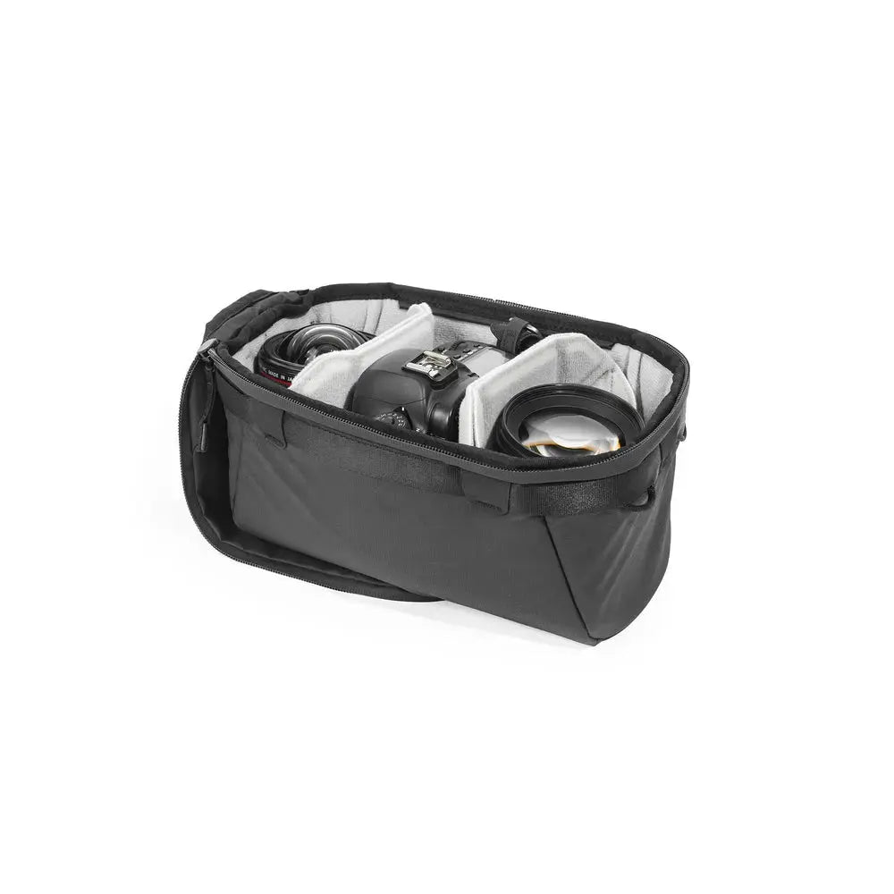 Peak Design Camera Cube v2 Small Bag Insert - Black – Camera Cube v2 Small Black open interior with camera gear