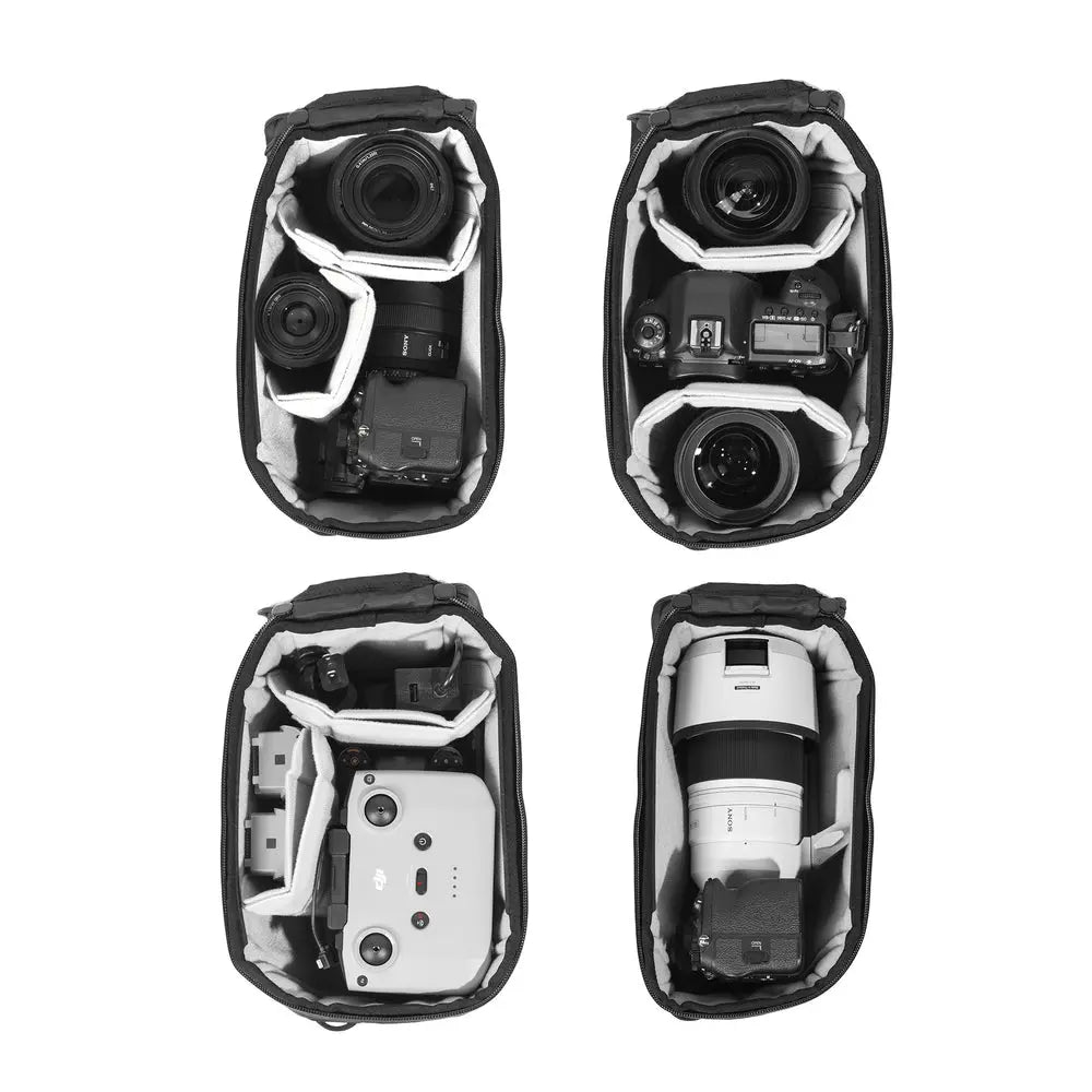 Peak Design Camera Cube v2 Small Bag Insert Black – open camera gear loadout view