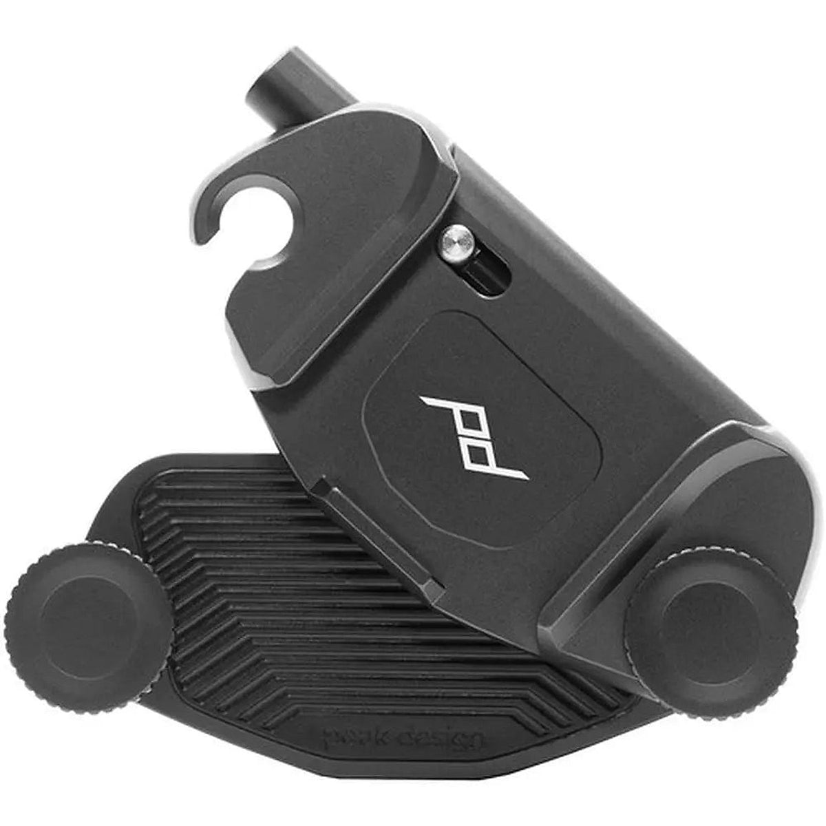 Peak Design Capture Clip v3 Black — angled view of black camera clip showing the quick-release slot