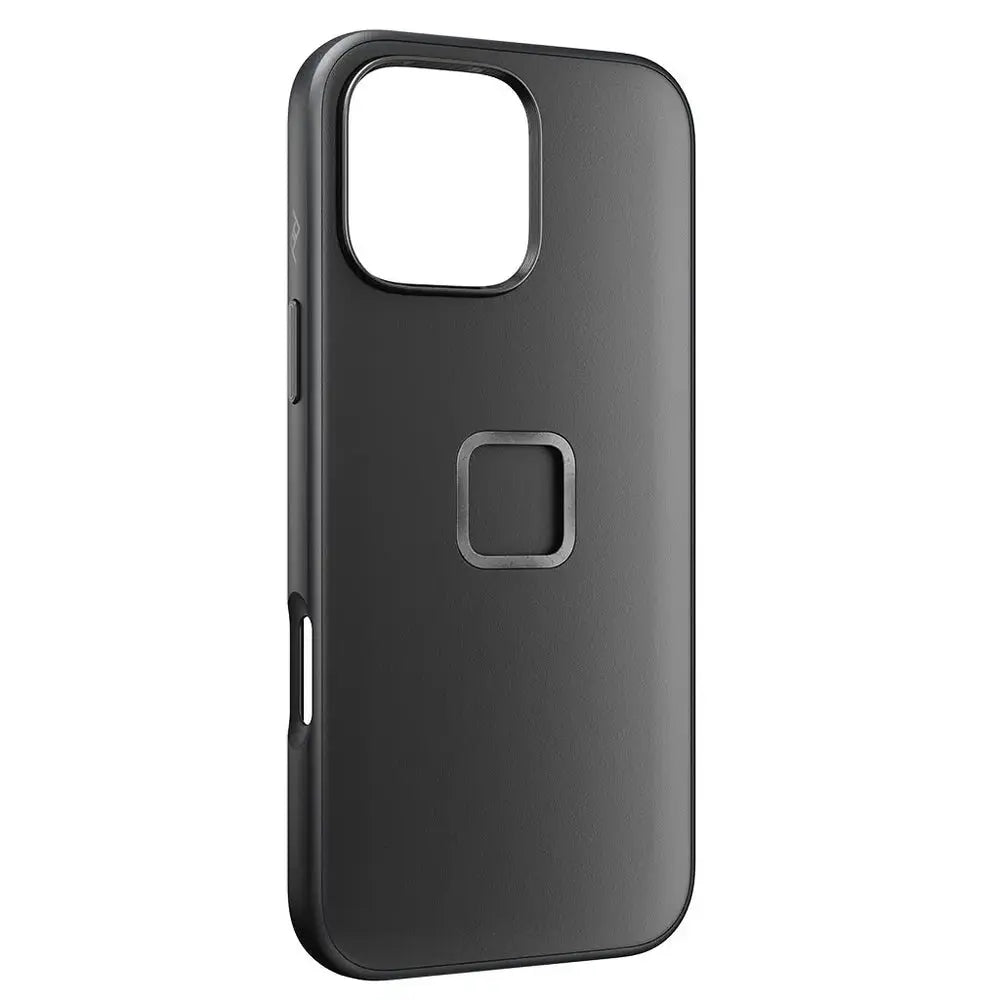 Peak Design Everyday Clarino Vegan Leather Case for iPhone 16 Pro Max – black side and button detail