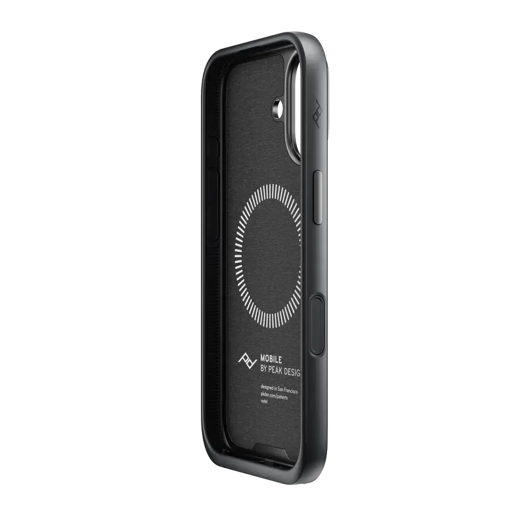 Peak Design Everyday Fabric Case for iPhone 17 - Charcoal – Everyday Case for iPhone 17 Charcoal angled view