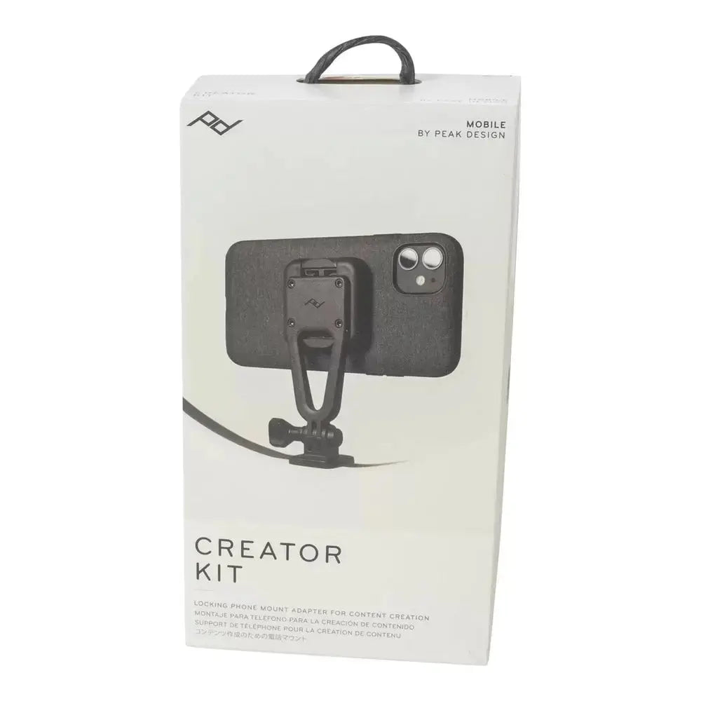 Peak Design Mobile Creator Kit Action Camera & Tripod Phone Mount - Black – Mobile Creator Kit retail packaging on white…