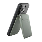 Peak Design Mobile Wallet Stand v2 SlimLink Magnetic Cardholder - Sage – Mobile Wallet Stand v2 Sage attached to smartphone