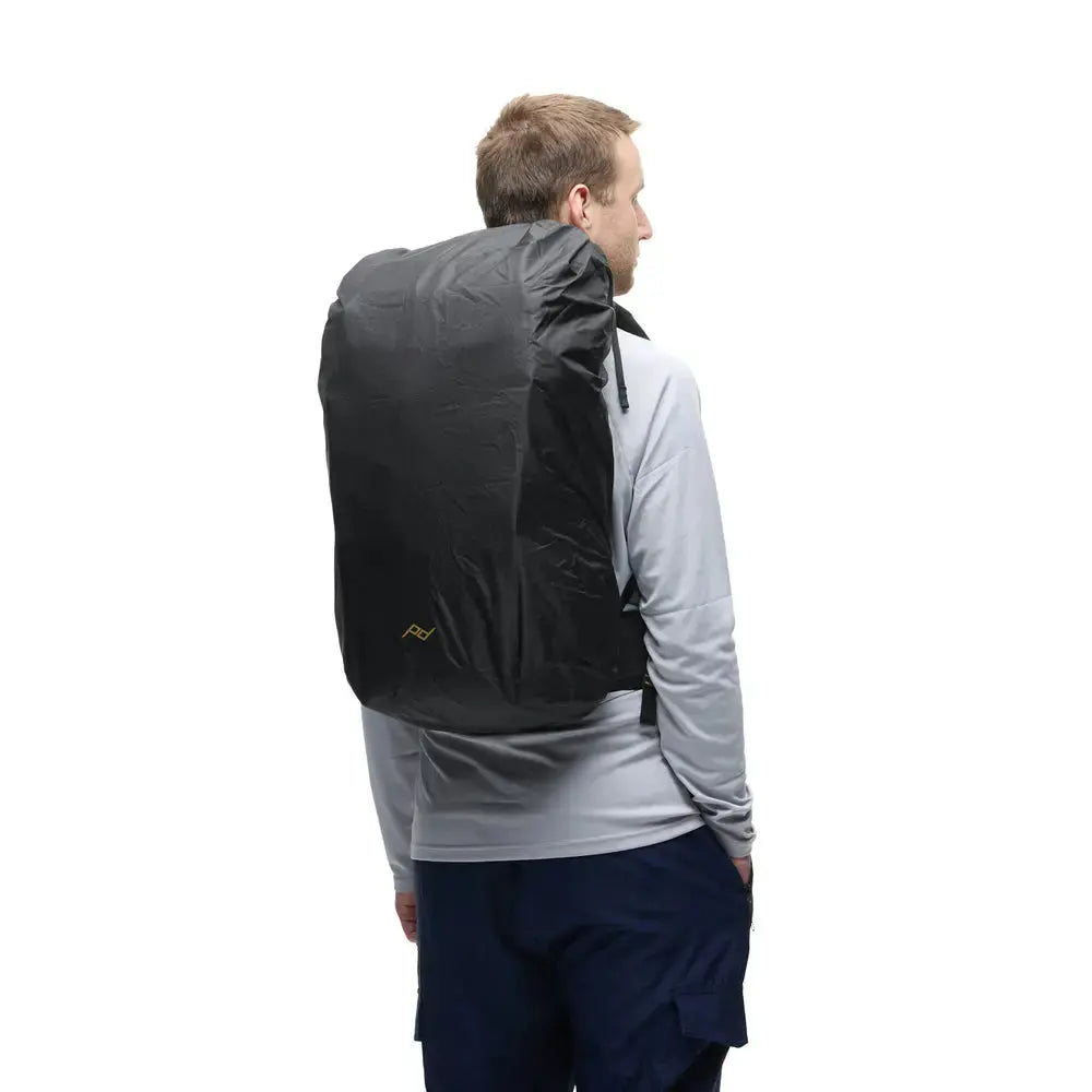 Peak Design Outdoor Backpack Rain Fly Cover 45L - Black – Outdoor Backpack Rain Fly 45L Black installed on backpack