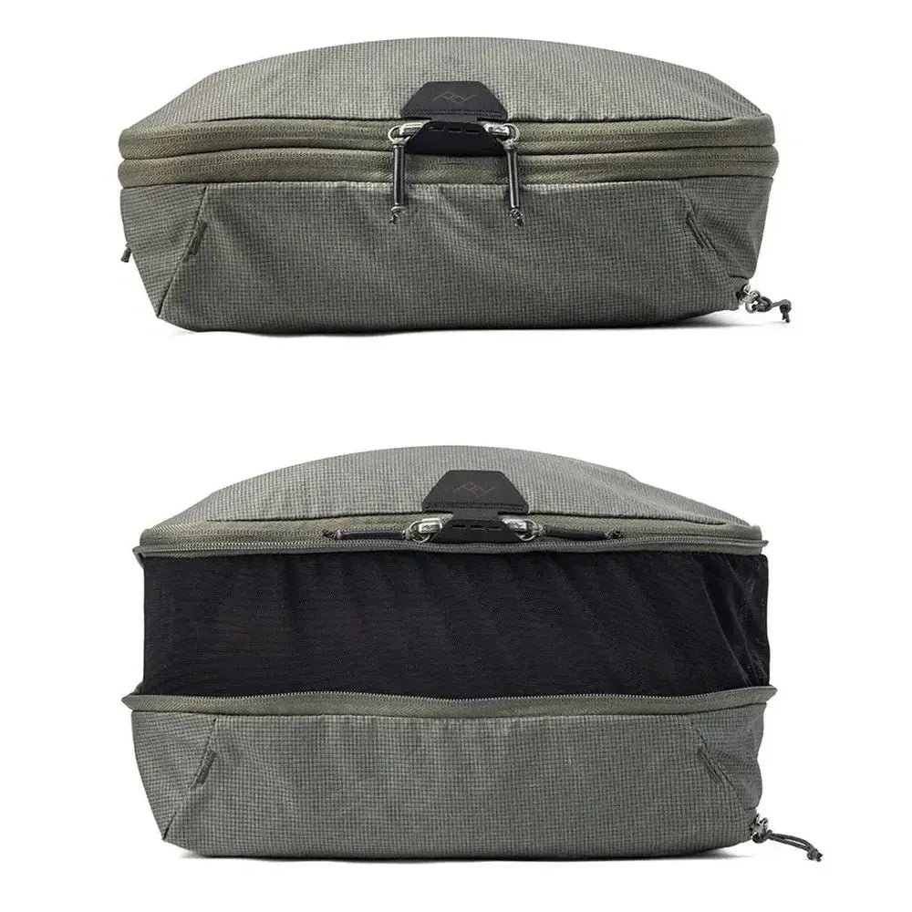 Peak Design Packing Cube Large Compression Organizer – Packing Cube compression organizer expanded and compressed