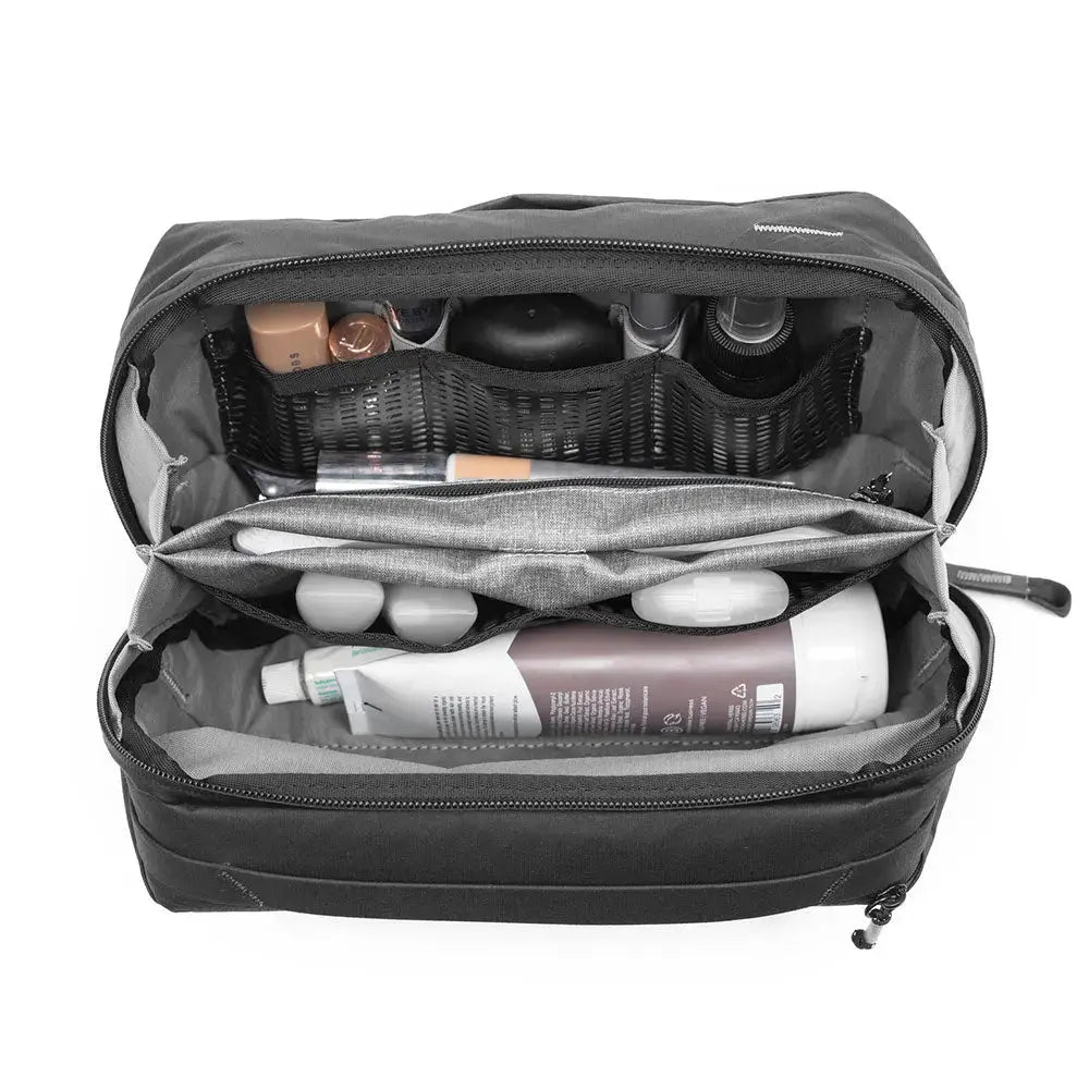 Peak Design Wash Pouch Toiletry Bag – Wash Pouch Regular Black open toiletries organizer view