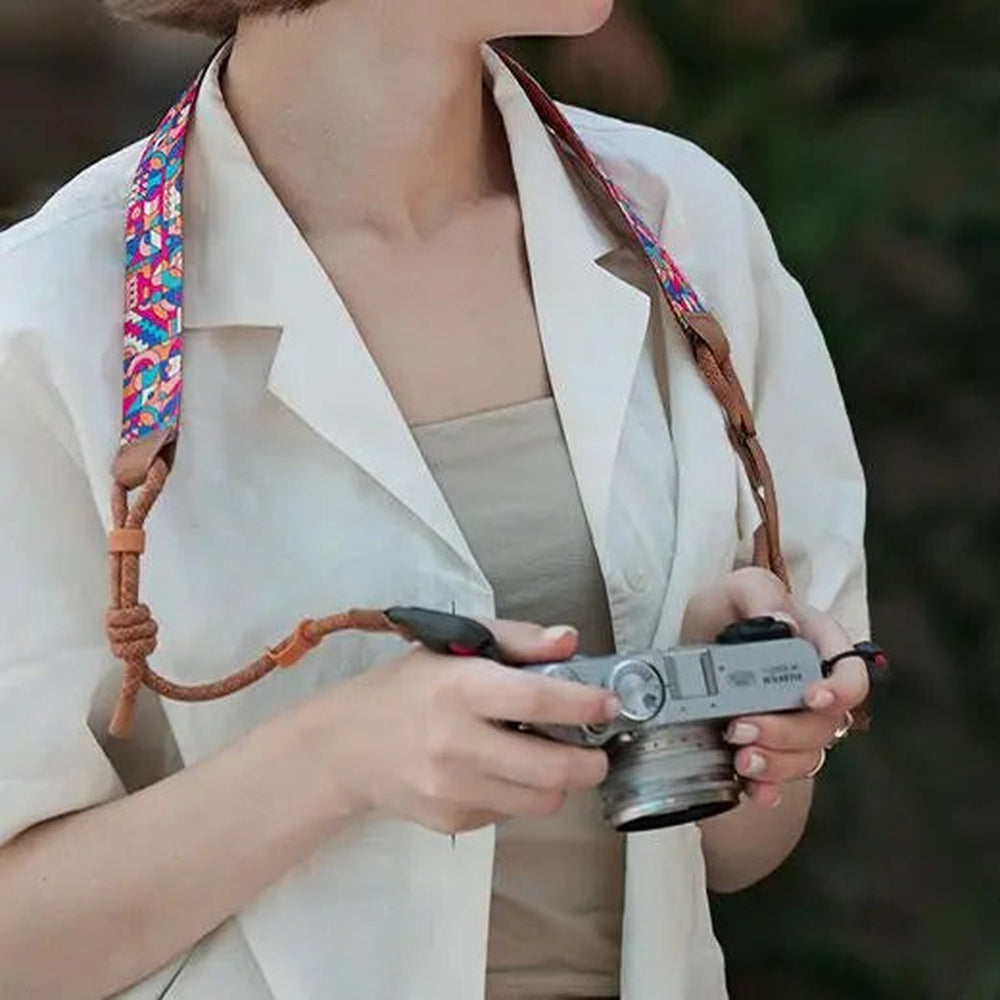 PGYTECH Camera Shoulder Strap Air Modern Art worn with mirrorless camera