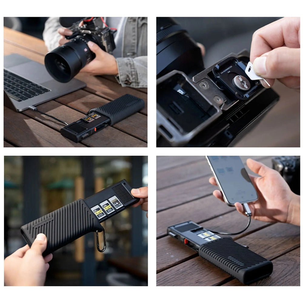 PGYTECH CreateMate CFexpress card reader case in use