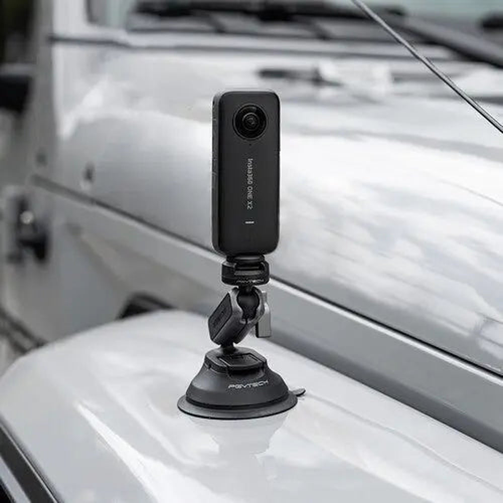 PGYTECH CapLock Action Camera Suction Cup Mount P-GM-223 mounted on vehicle