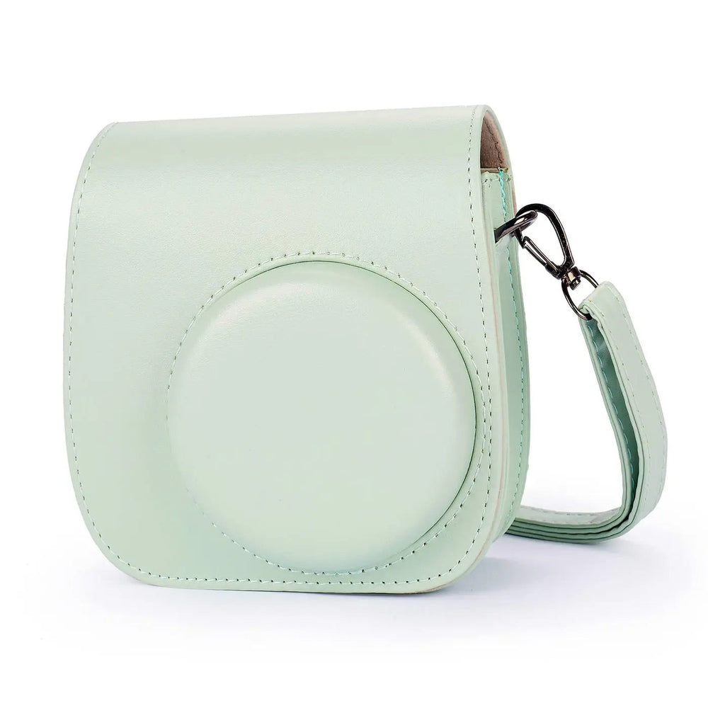 Phetium Cloud Green PU leather protective camera case for Fujifilm instax mini 11 and mini 12, front product view