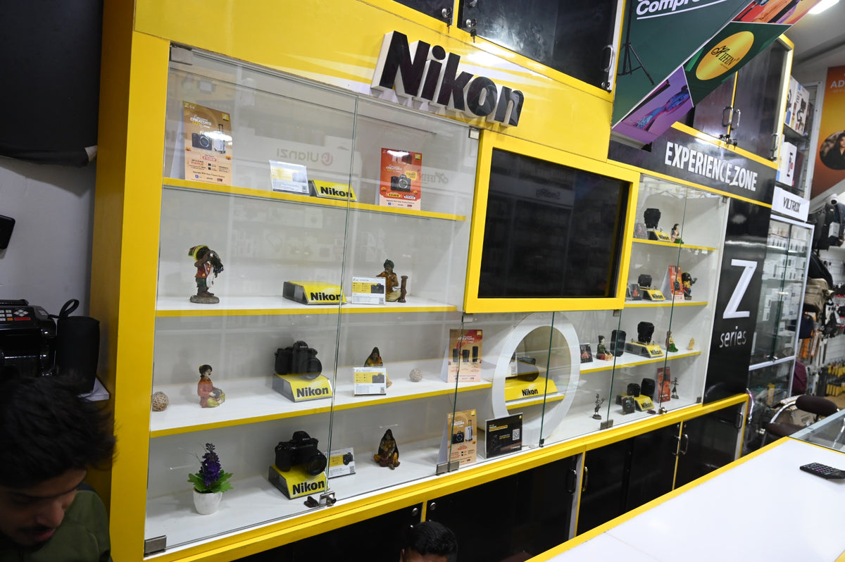 Nikon cameras and lenses on display at Royale Stores in Fort, Mumbai