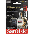 SanDisk Extreme PRO 128GB microSDXC UHS-I 200MB/s retail package with adapter
