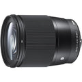 Sigma 16mm f1.4 DC DN Contemporary Sony E APS-C lens product image side angle white background