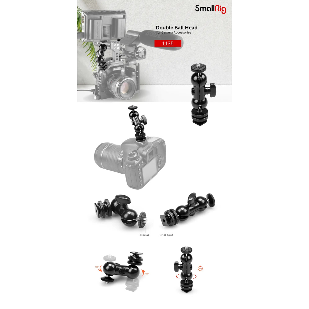 SmallRig 1135 Double Ballhead Mount product and camera rig use case