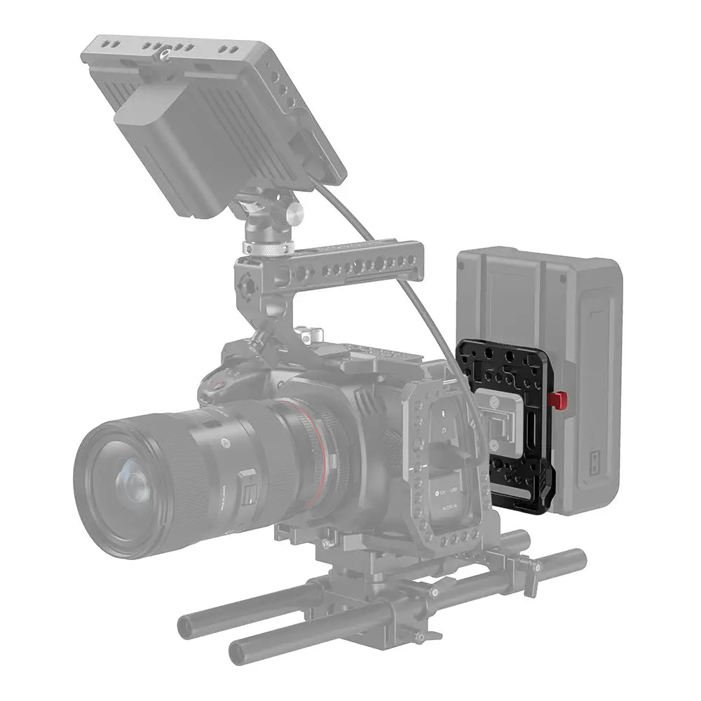 SmallRig 2988 V-Mount battery plate installed on a camera rig