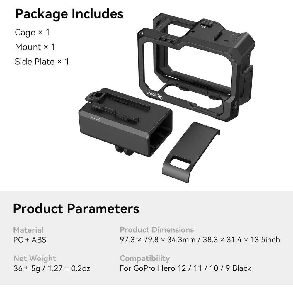 SmallRig 3083C GoPro HERO protective cage and included accessory kit