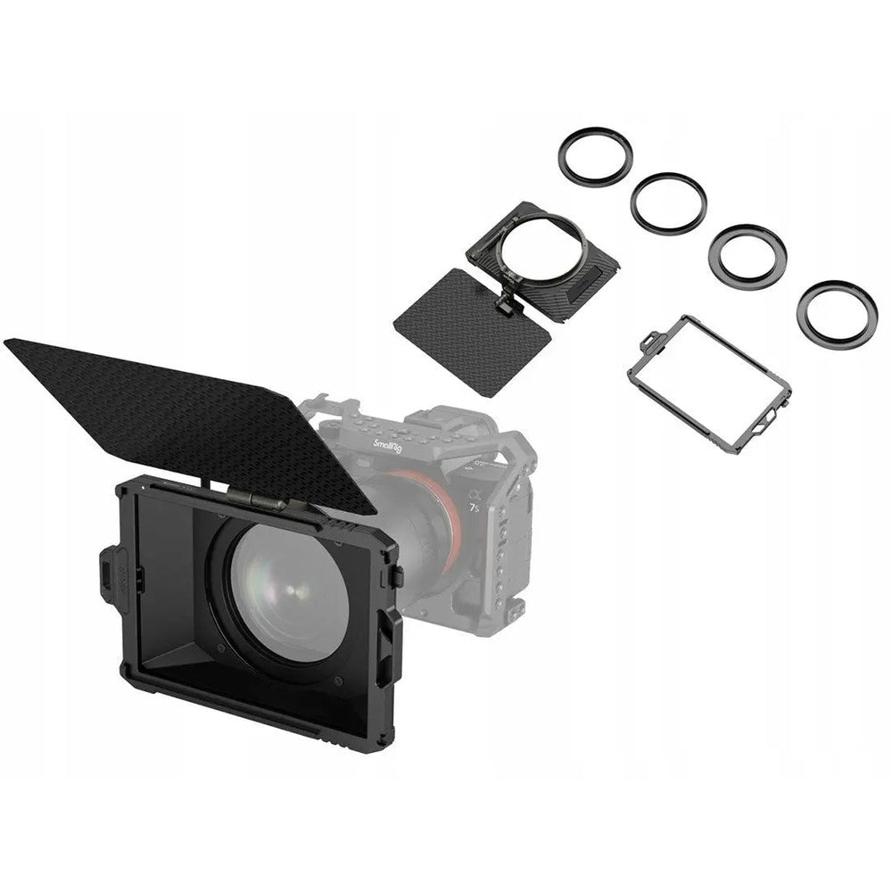 SmallRig 3575 Mini Matte Box Lite mounted on a camera with included rings and tray