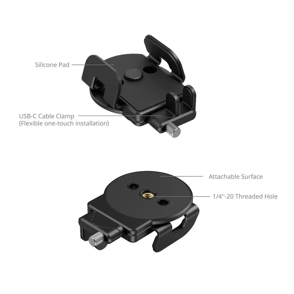 SmallRig 5196B universal SSD holder, close-up view of mounting bracket and clamp