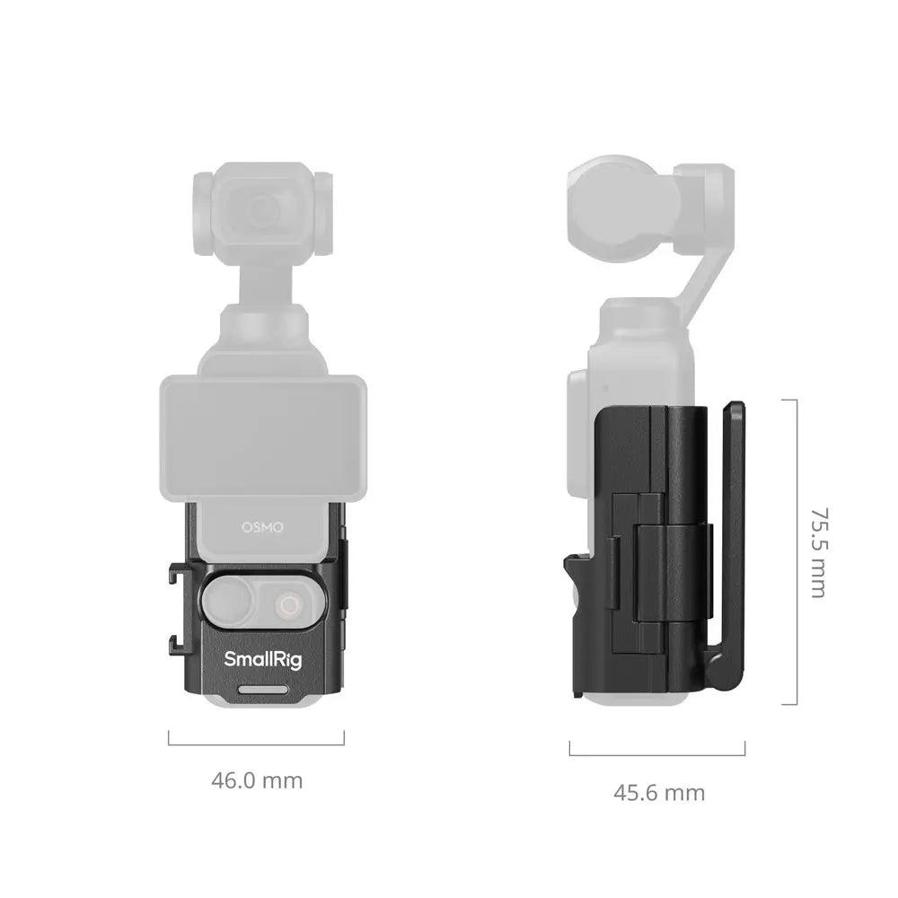 SmallRig 5631 magnetic Lite mount for DJI Osmo Pocket 3, front and side product views with 75.5 mm height dimensions