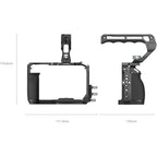 SmallRig 5647 Nikon ZR camera cage kit with top handle, front and side dimension diagram