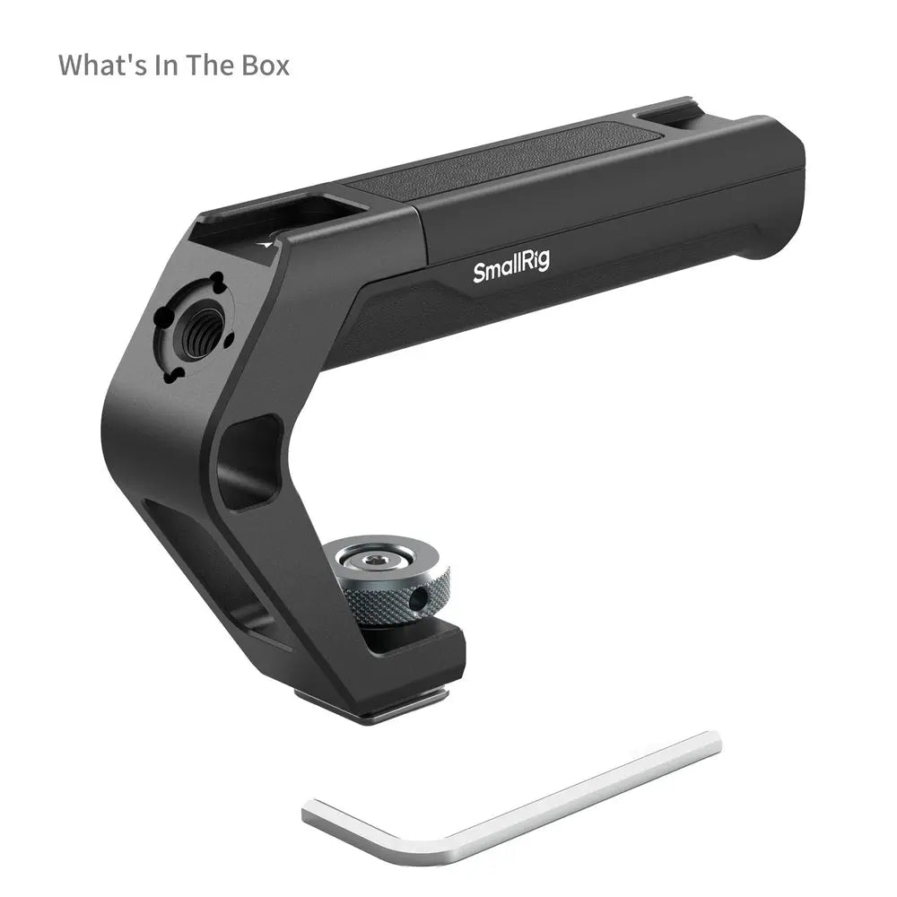 SmallRig 5976 cold-shoe top handle with included Allen wrench, white-background kit contents view