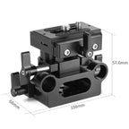 SmallRig DBC2272B universal 15mm rail support baseplate, angled side view with 108mm by 68mm dimensions