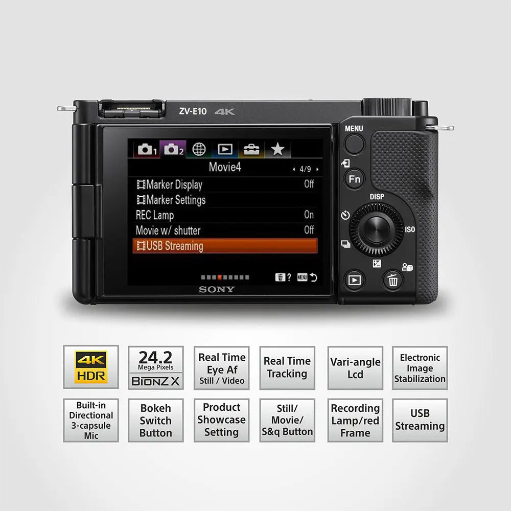 Sony ZV-E10 APS-C Vlog Mirrorless Camera Body (Black) – product view 2