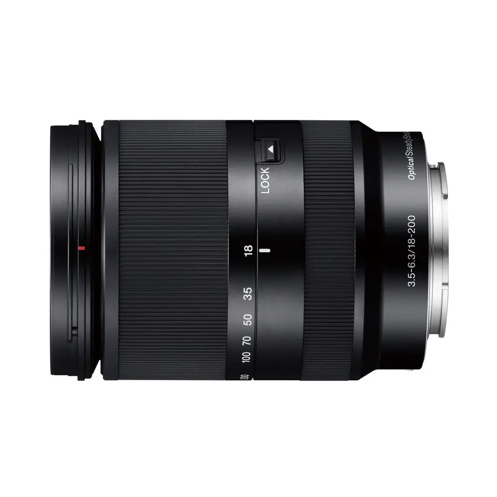 Sony SEL18200LE travel zoom lens, side view
