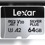 Lexar Silver Plus 64GB microSDXC Memory Card, High-Speed Performance for Full HD & 4K Recording Lexar