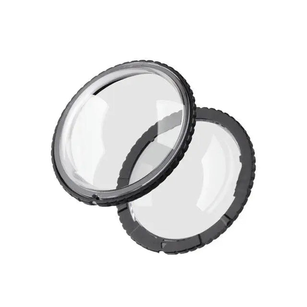 Transparent tempered-glass lens protector pair for Insta360 X4 camera; product-type reference, verify exact TEKTONIC lens guard kit and attachment system before publication