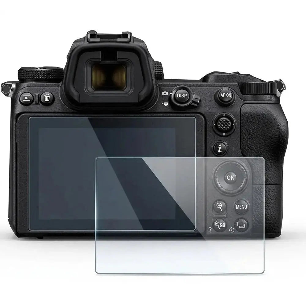 TEKTONIC glass LCD screen protector for Nikon Z5, matching Z-series protector photographed; Z5II fit should be checked against physical stock