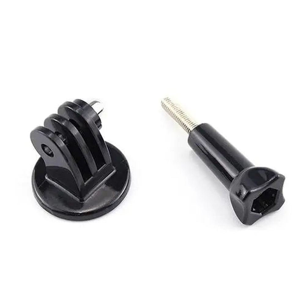 Action camera tripod adapter with one thumb screw and a standard quarter-inch tripod thread, GoPro-style compatible mount