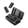 Ulanzi A100 wireless lavalier microphone kit, two transmitters, receiver and charging case, on white background