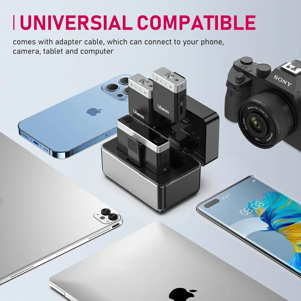 Ulanzi AM18 wireless microphone compatibility with phone camera tablet and computer