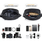 Ulanzi PB038 black 10L camera sling bag showing storage pockets and equipment compartments