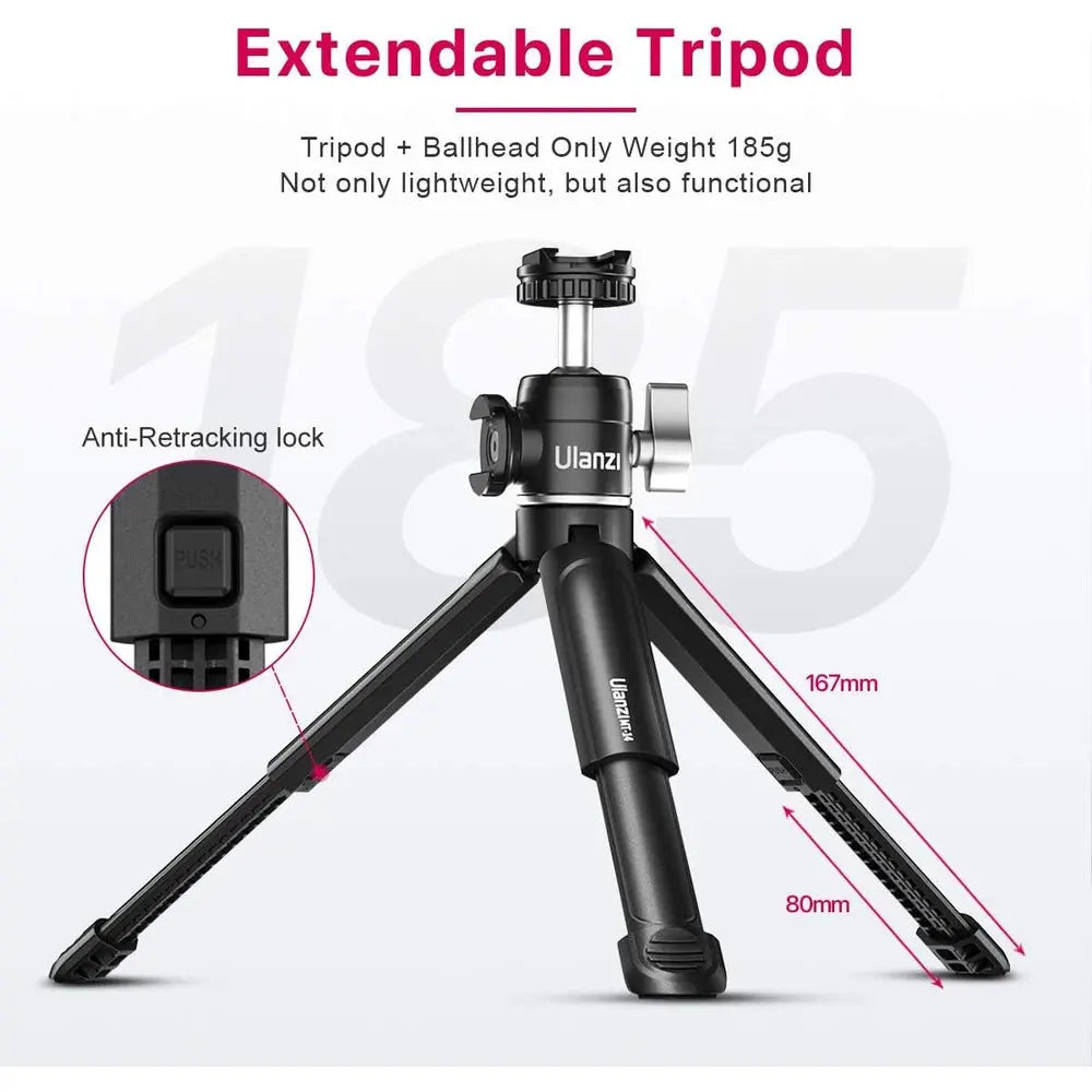 Ulanzi Mini Camera Tripod with 360-Degree Ball Head and Cold Shoe — product details and alternate view