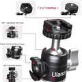 Ulanzi MT14 U60 mini camera tripod with 360-degree ball head and cold shoe, black mounting head shown on a clean white background.